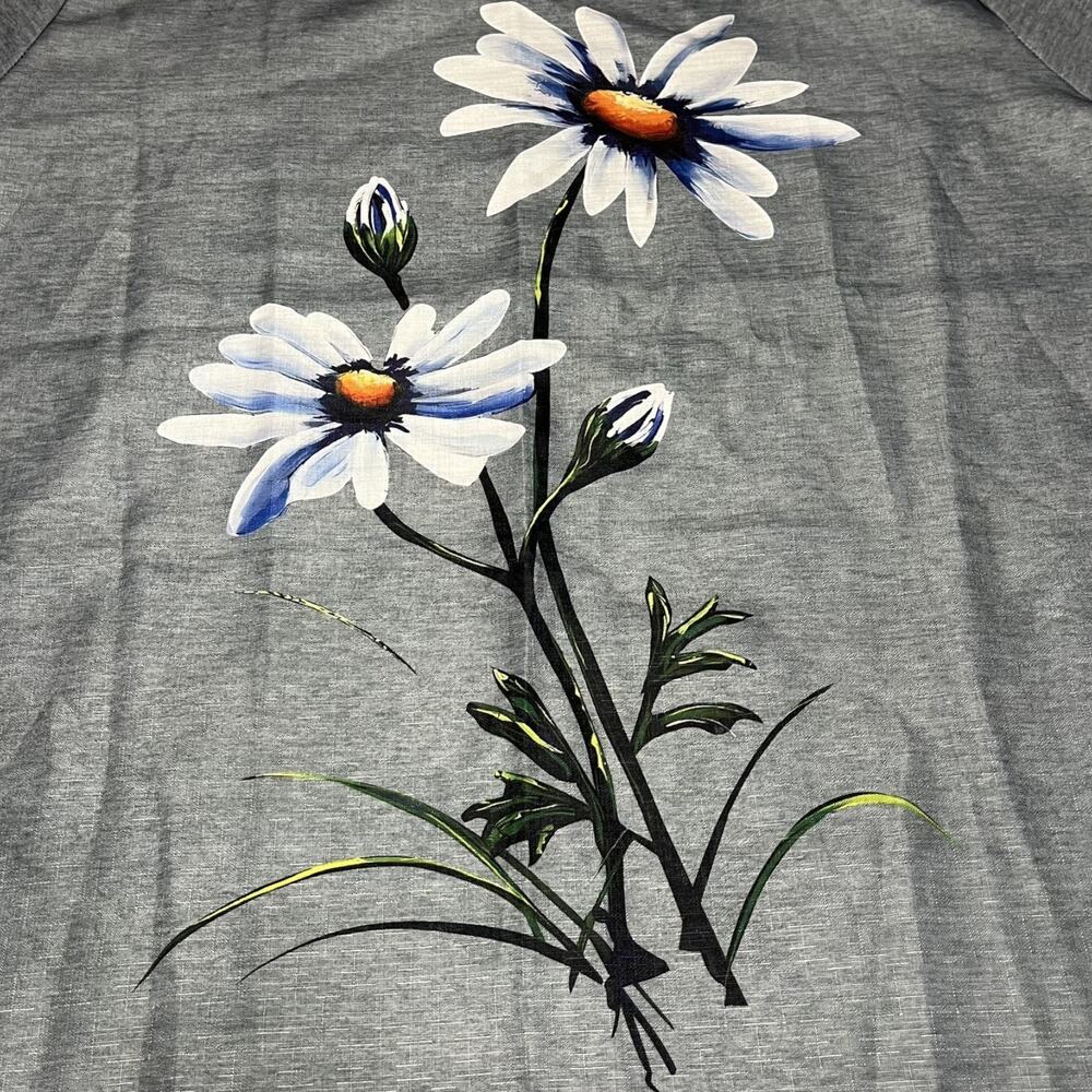 Womens Floral T Shirt 3X Gray Daisy Print Casual Plus Size Top - Picture 4 of 6